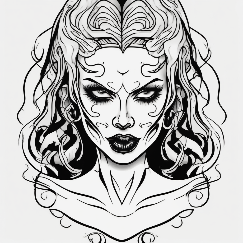 Scary women arm tattoo glitter tattoo, diseño de tatuaje Cartoon generado con IA